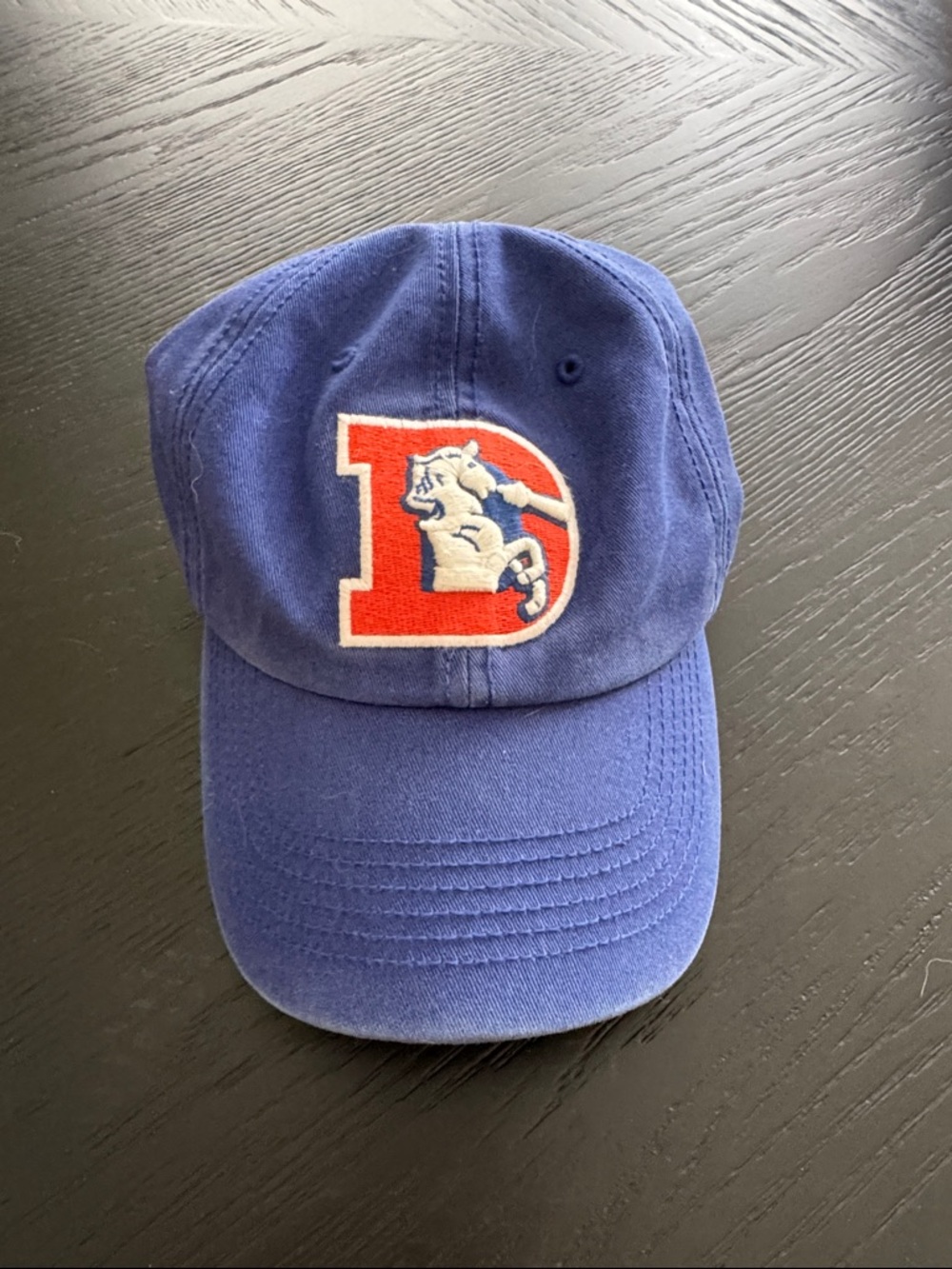 Vintage Blue Baseball Cap with Red D Patch Logo